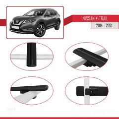 Nissan X-Trail 2014-2021 Arası ile uyumlu Basic Model Ara Atkı Tavan Barı SİYAH 3 ADET