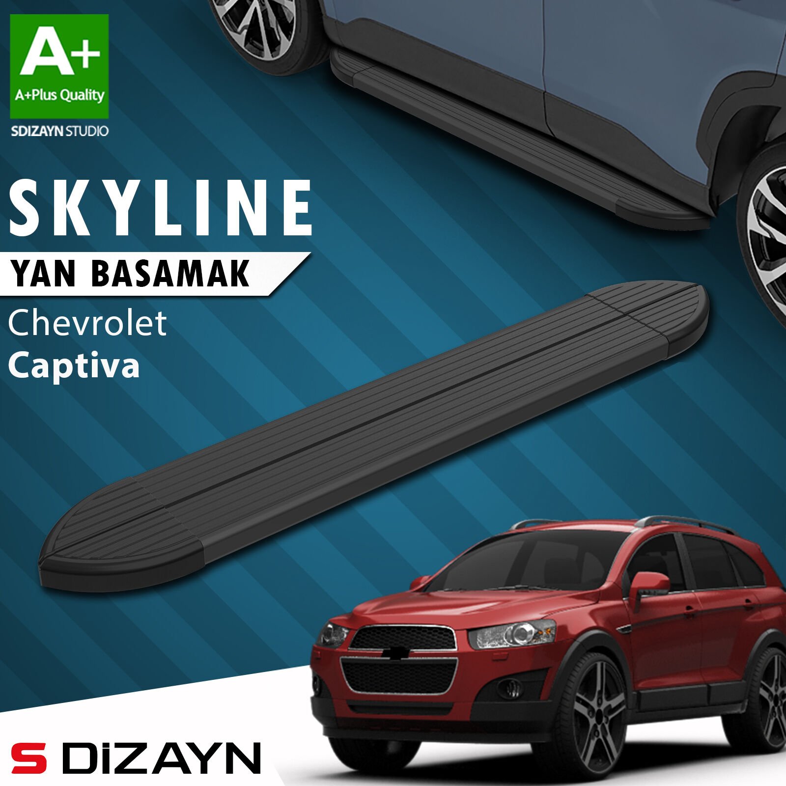 S-Dizayn Chevrolet Captiva Skyline Siyah Yan Basamak 183 Cm 2006-2018 A+ Kalite