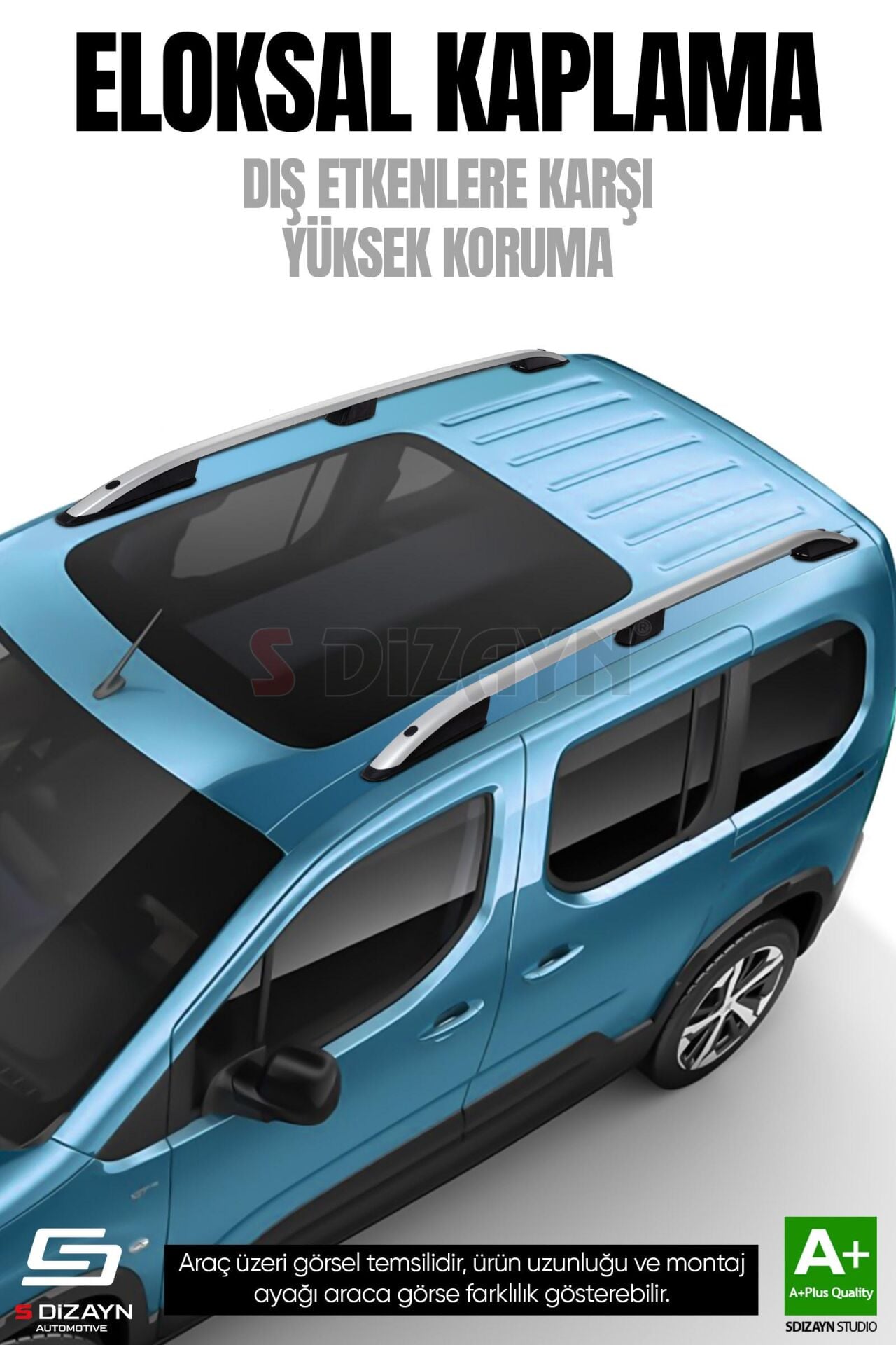 S-Dizayn Opel Vivaro C Kısa Şase Aluminyum Gri Tavan Çıtası 2019 Üzeri A+ Kalite