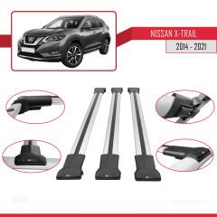 Nissan X-Trail 2014-2021 Arası ile uyumlu FLY Model Ara Atkı Tavan Barı GRİ 3 ADET BAR
