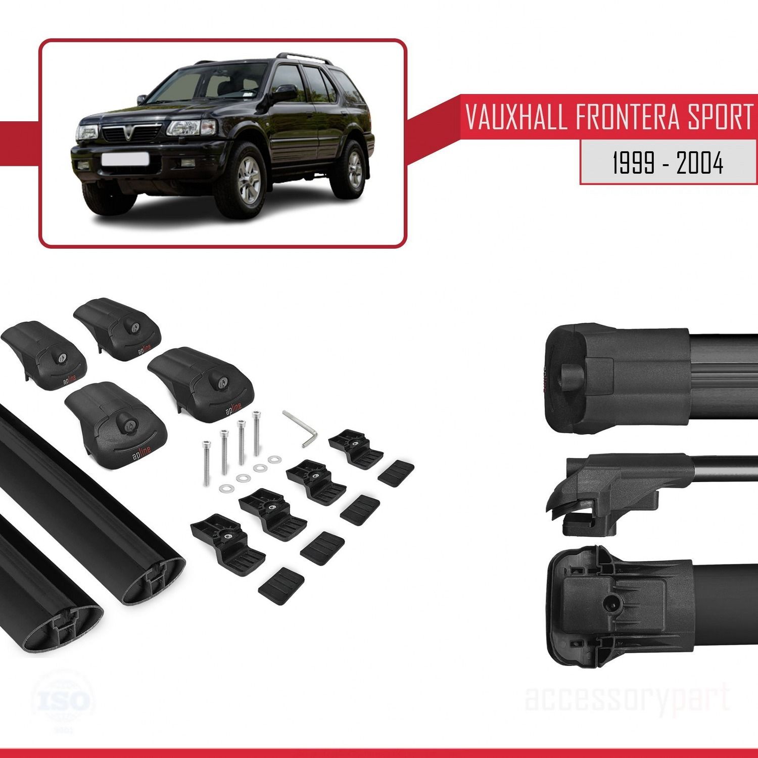 Vauxhall Frontera Sport 1999-2004 Arası ile uyumlu ACE-1 Ara Atkı Tavan Barı SİYAH