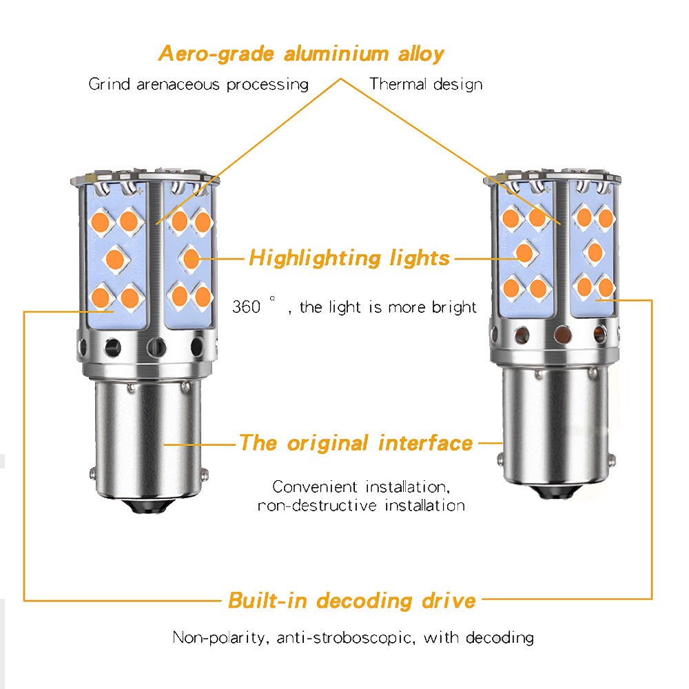 1156 Dekoratif led ampul tek duy canbuslı turuncu 12v / LAAM945-1