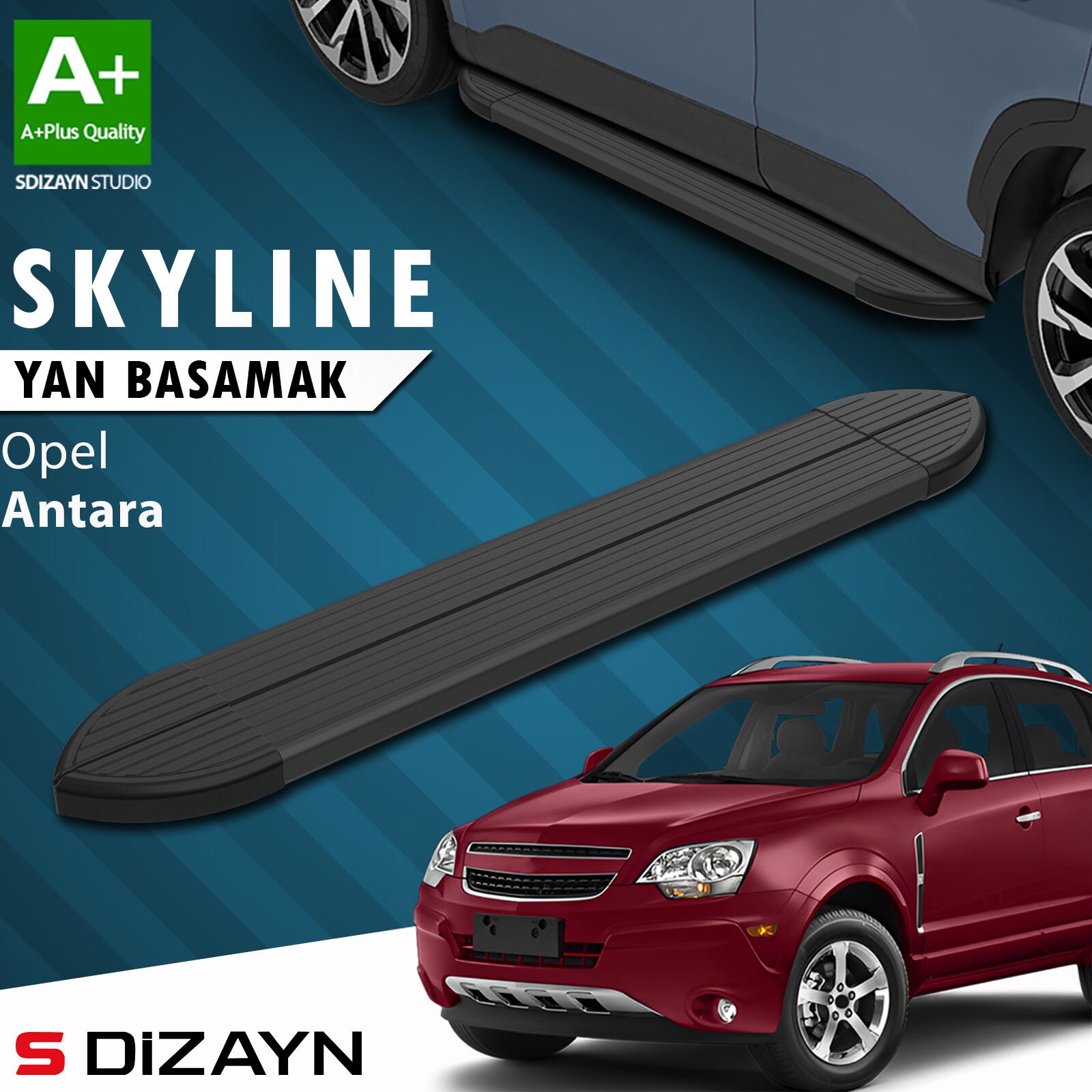 S-Dizayn Opel Antara Skyline Siyah Yan Basamak 183 Cm 2006-2015 A+ Kalite