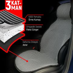 Peugeot 107 Uyumlu Koltuk Kılıfı Minder Çizgili Füme Beyaz 2+1 Ön Arka Set