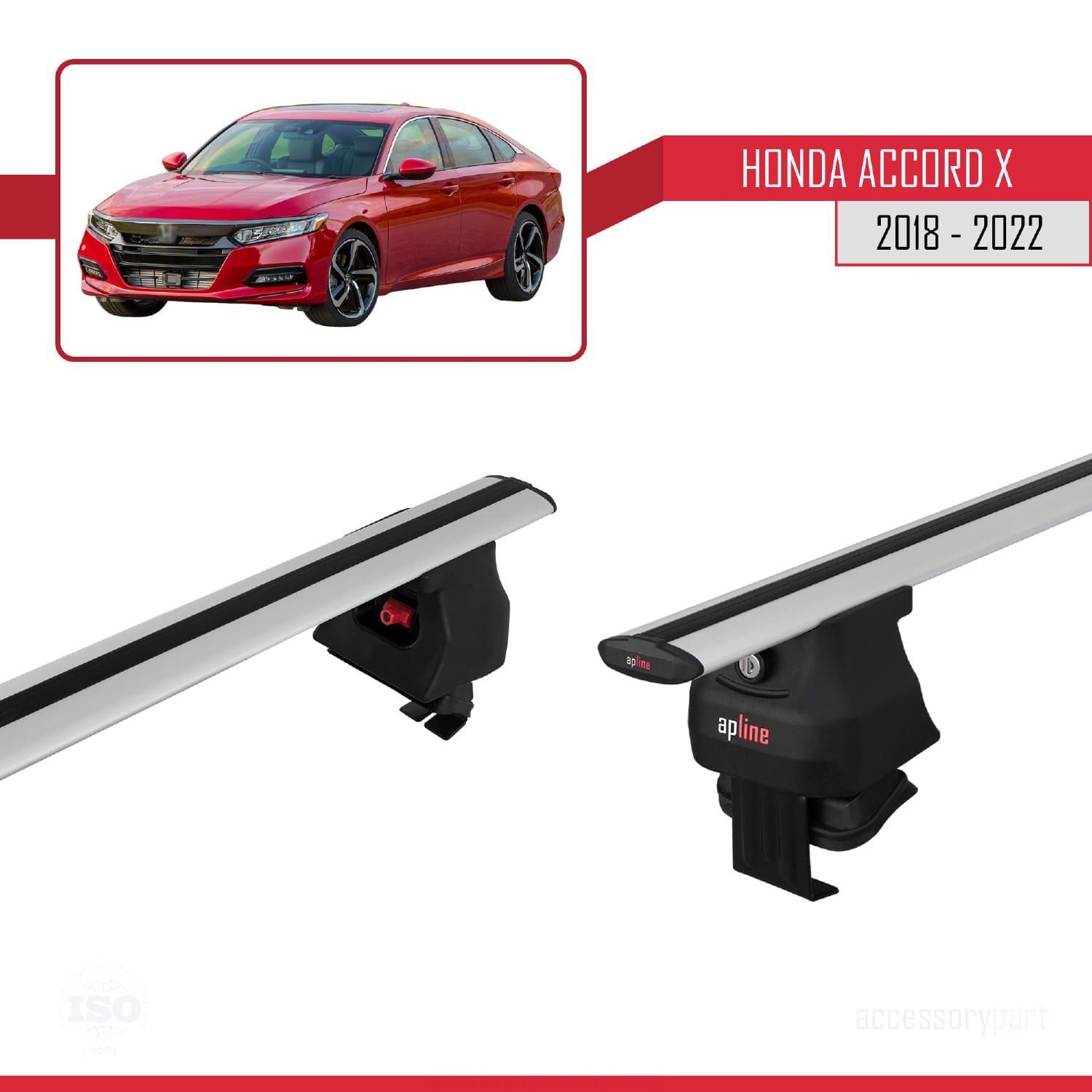 Honda Accord X Sedan 2018-2022 Arası ile uyumlu ACE-4 Ara Atkı Tavan Barı GRİ