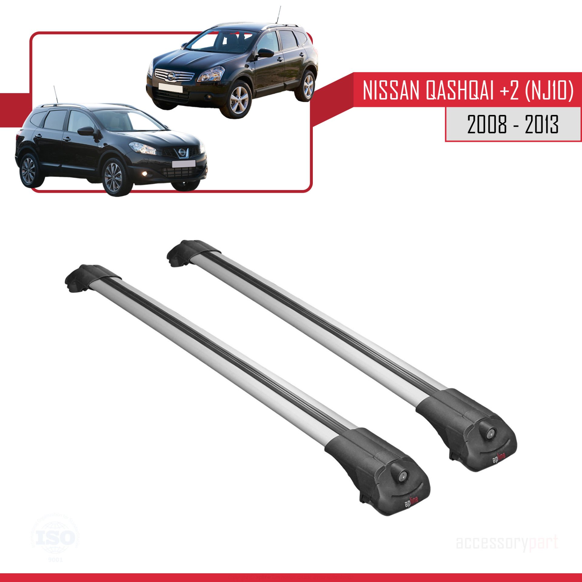 Nisssan Qashqai +2 (NJ10) 2008-2013 Arası ile uyumlu ACE-1 Ara Atkı Tavan Barı GRİ