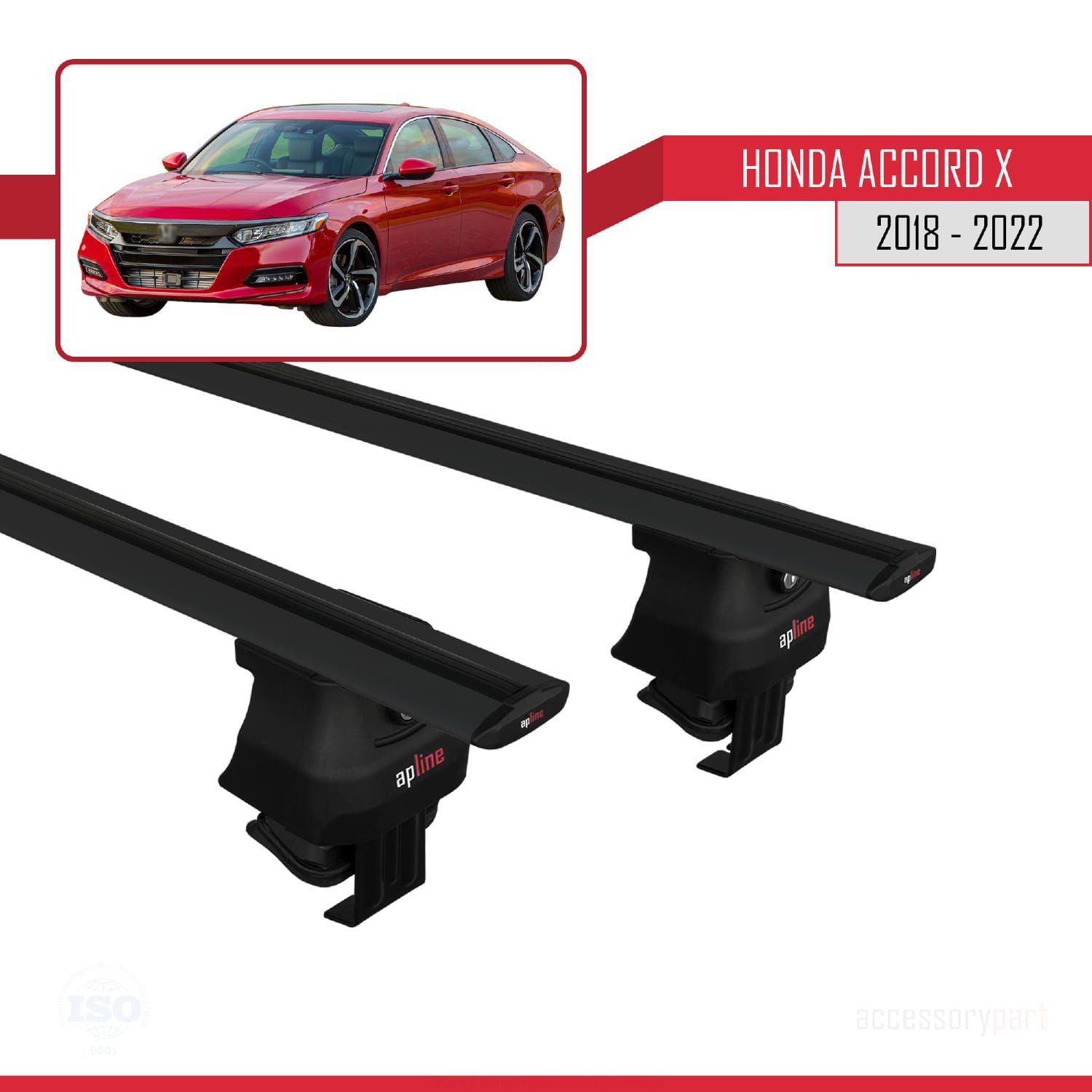 Honda Accord X Sedan 2018-2022 Arası ile uyumlu ACE-4 Ara Atkı Tavan Barı SİYAH