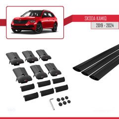 Skoda Kamiq 2019 ve Sonrası ile Uyumlu FLY Model Ara Atkı Tavan Barı SİYAH 3 ADET BAR