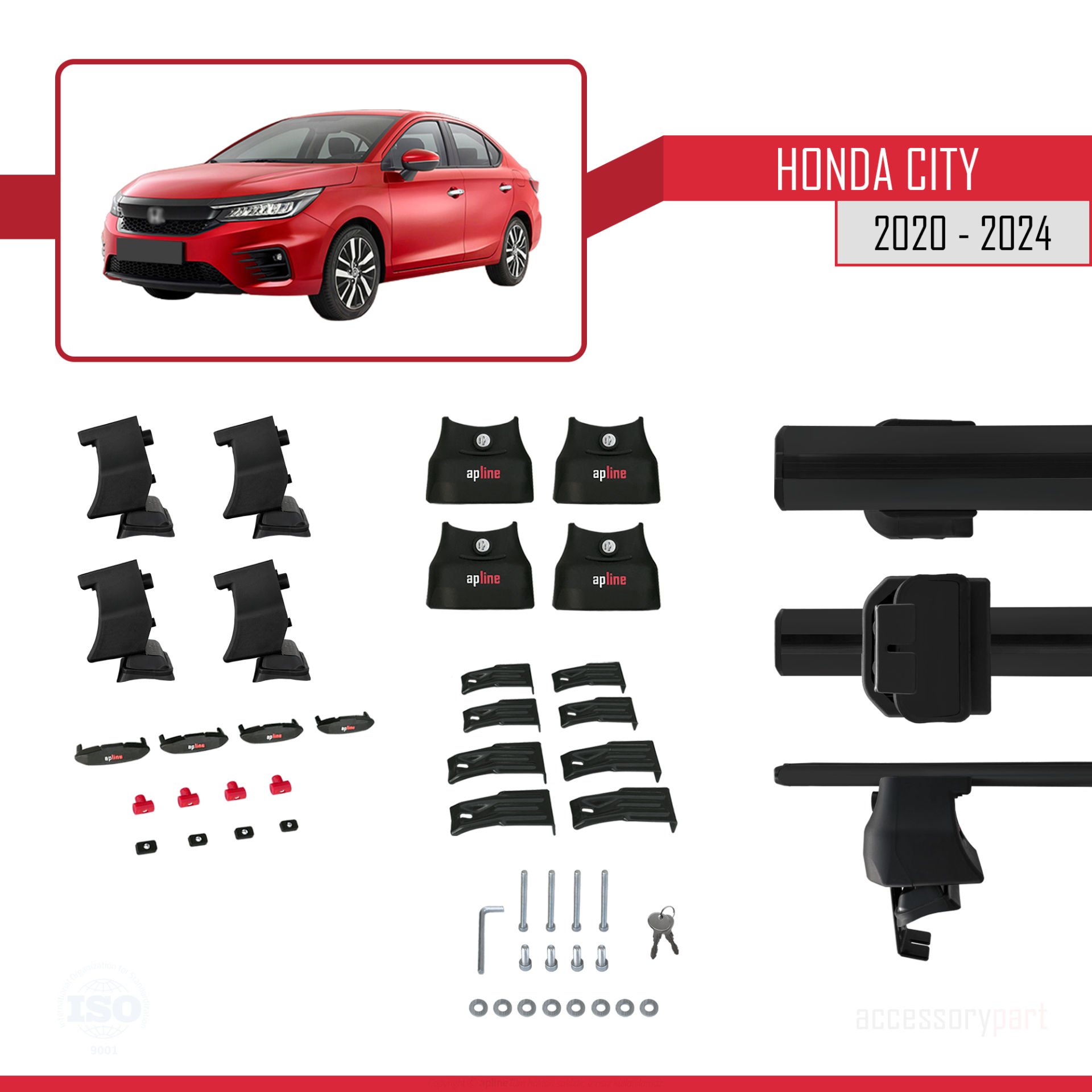 Honda City 2020 ve Sonrası ile uyumlu ACE-4 Ara Atkı Tavan Barı SİYAH