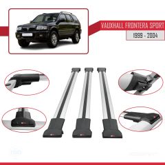 Vauxhall Frontera Sport 1999-2004 Arası ile Uyumlu FLY Model Ara Atkı Tavan Barı GRİ 3 ADET BAR