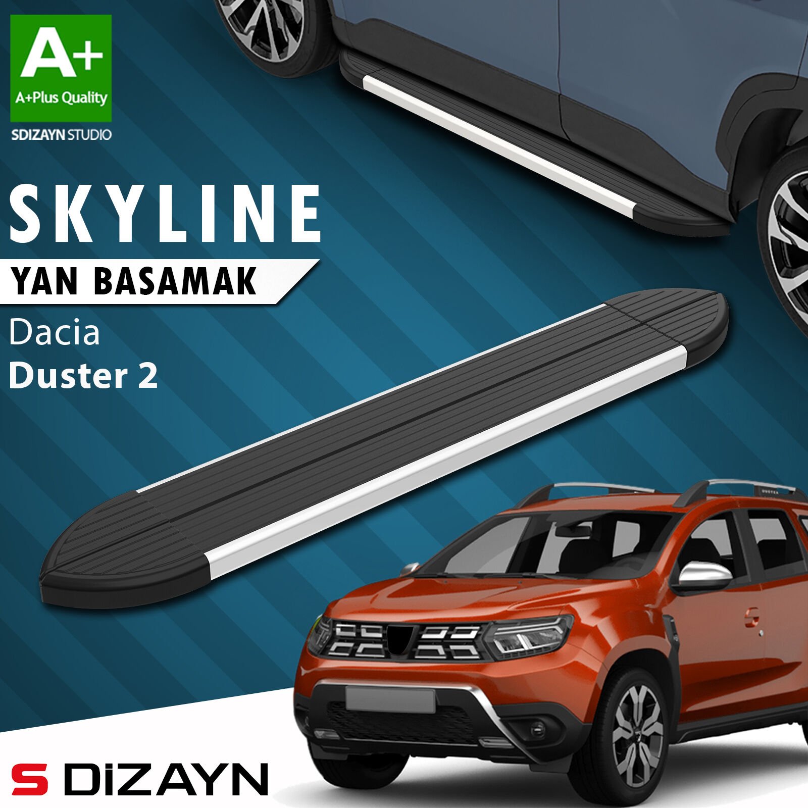 S-Dizayn Dacia Duster 2 Skyline Aluminyum Yan Basamak 183 Cm 2018-2023 A+ Kalite