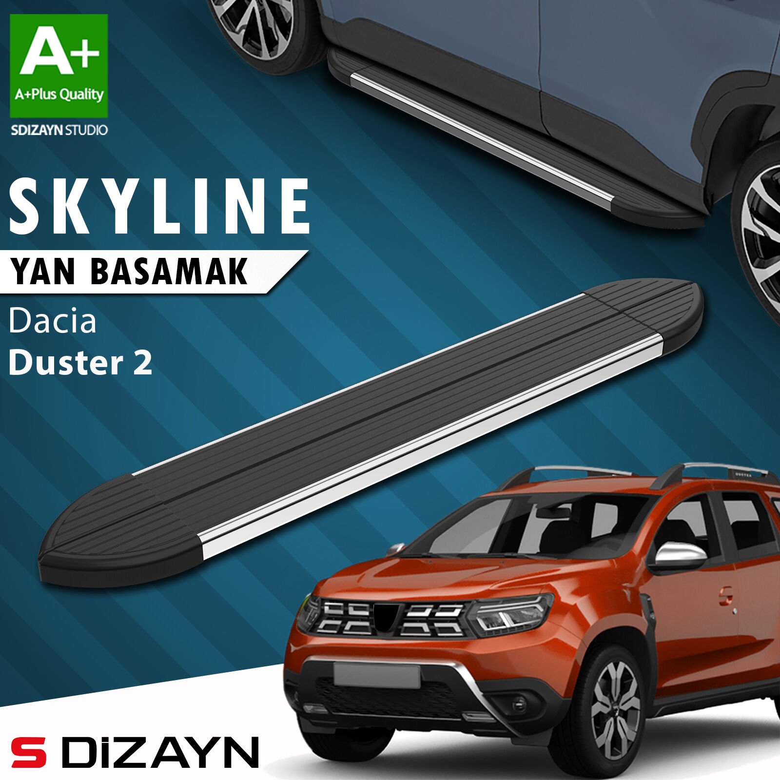 S-Dizayn Dacia Duster 2 Skyline Krom Yan Basamak 183 Cm 2018-2023 A+ Kalite