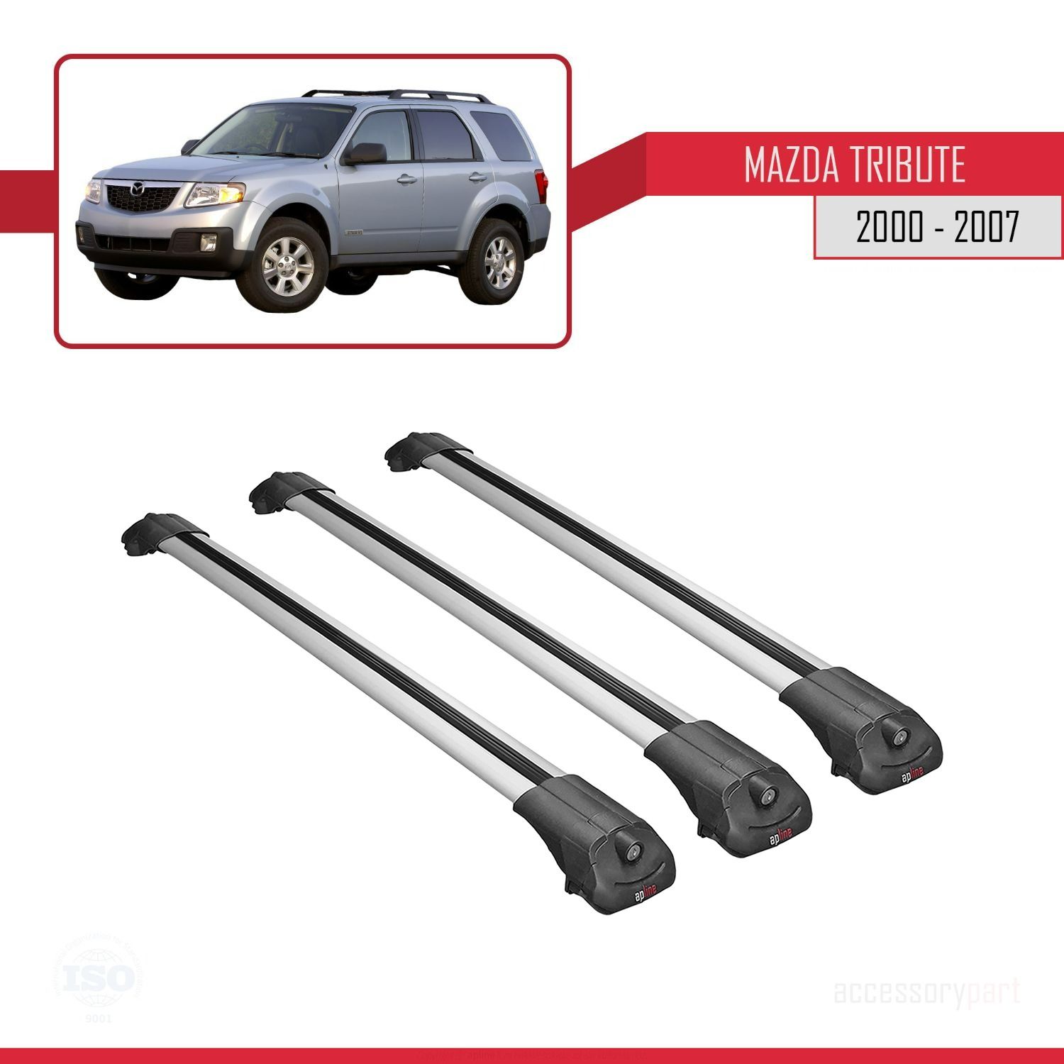 Mazda Tribute 2000-2007 Arası ile Uyumlu ACE-1 Ara Atkı Tavan Barı GRİ 3 ADET BAR