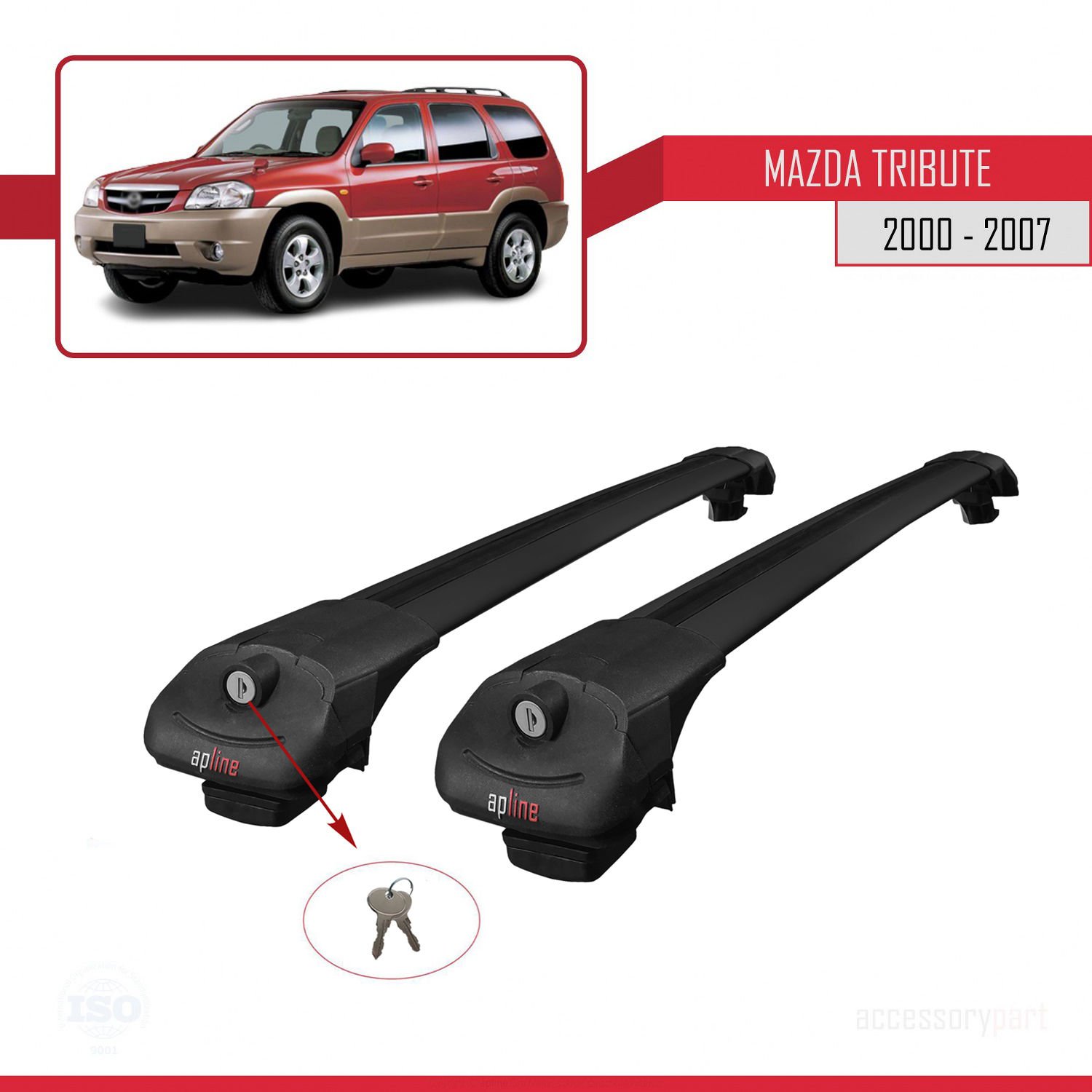 Mazda Tribute 2000-2007 Arası ile Uyumlu ACE-1 Ara Atkı Tavan Barı SİYAH