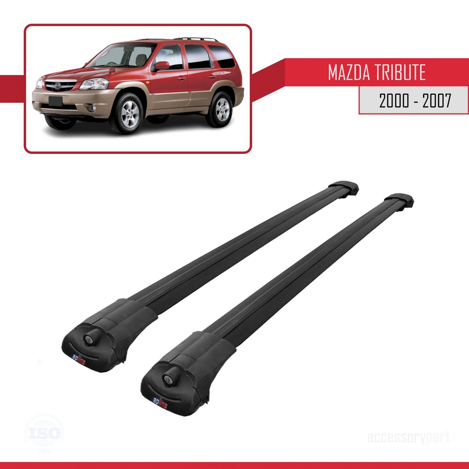 Mazda Tribute 2000-2007 Arası ile Uyumlu ACE-1 Ara Atkı Tavan Barı SİYAH