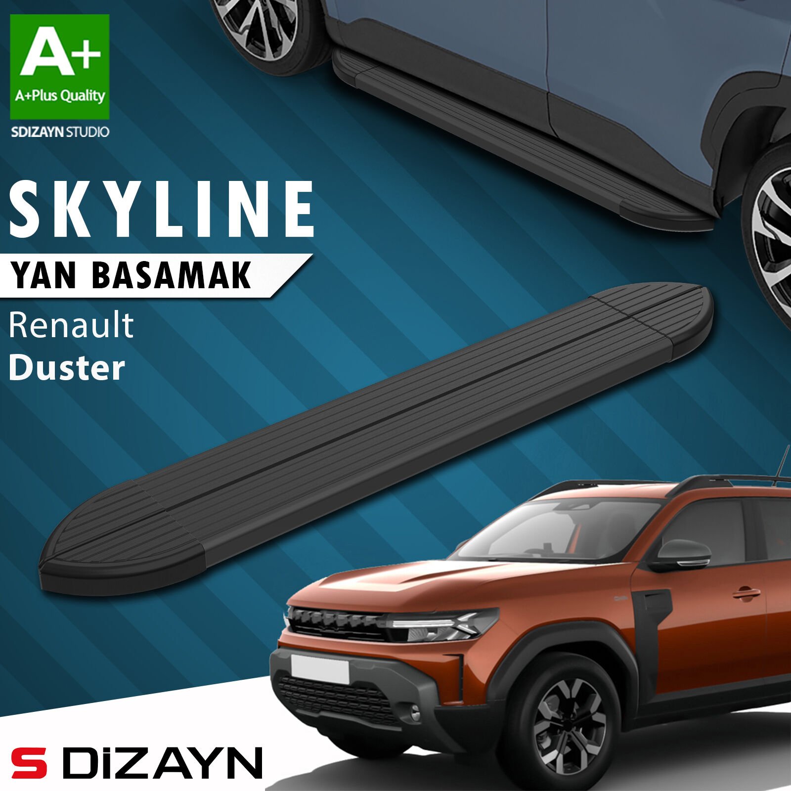 S-Dizayn Renault Duster 3 Skyline Siyah Yan Basamak 183 Cm 2024 Üzeri A+ Kalite