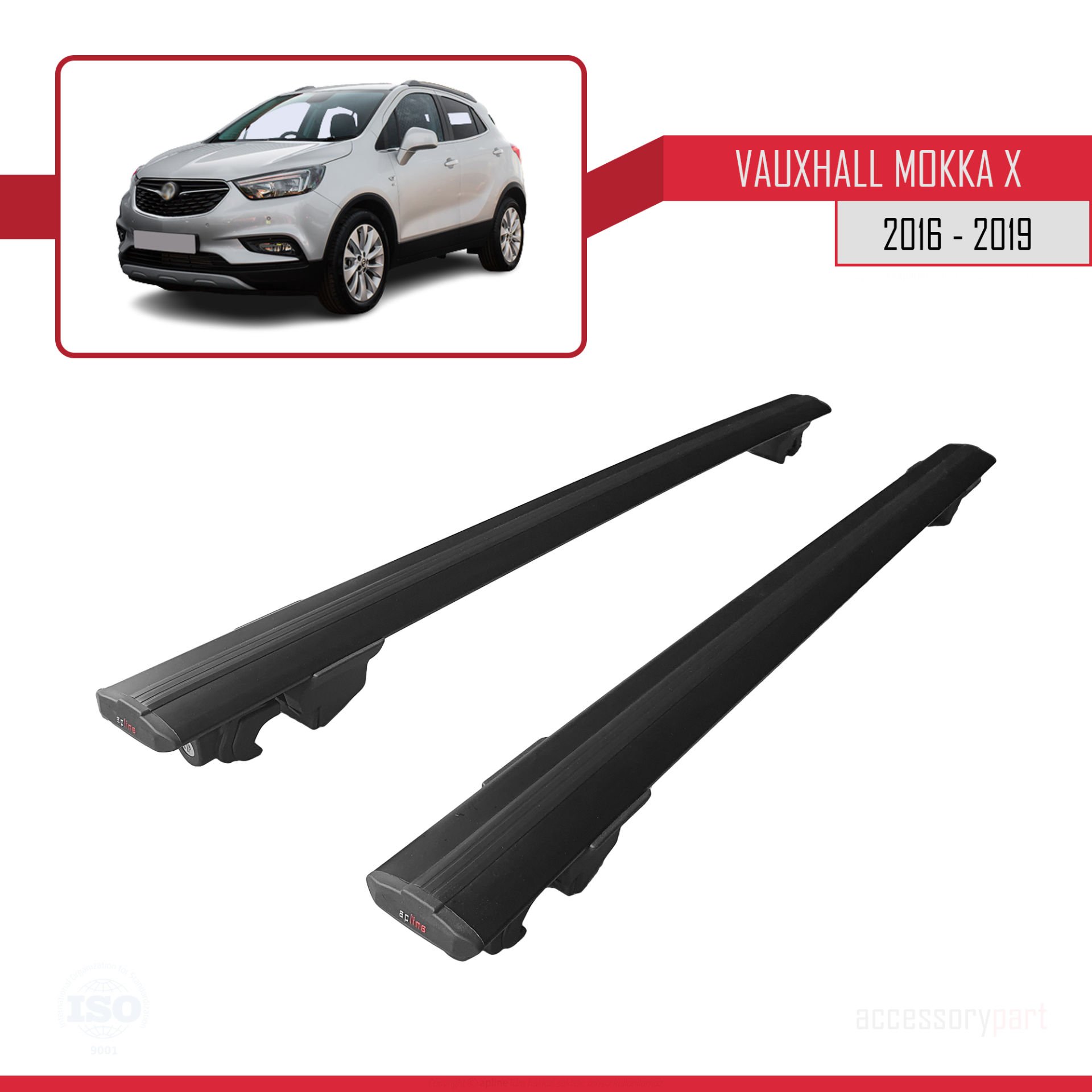 Vauxhall Mokka X 2016-2019 ile uyumlu HOOK Model Anahtar Kilitli Ara Atkı Tavan Barı SİYAH