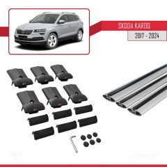 Skoda Karoq 2017 ve Sonrası ile uyumlu FLY Model Ara Atkı Tavan Barı GRİ 3 ADET BAR