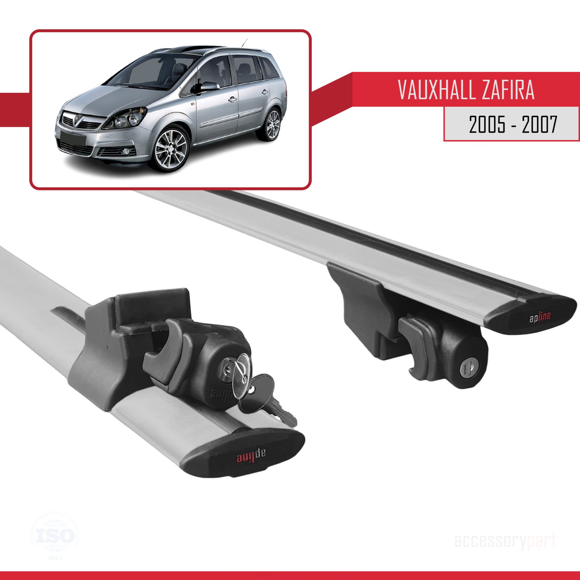 Vauxhall Zafira 2005-2007 Arası ile uyumlu HOOK Model Anahtar Kilitli Ara Atkı Tavan Barı GRİ