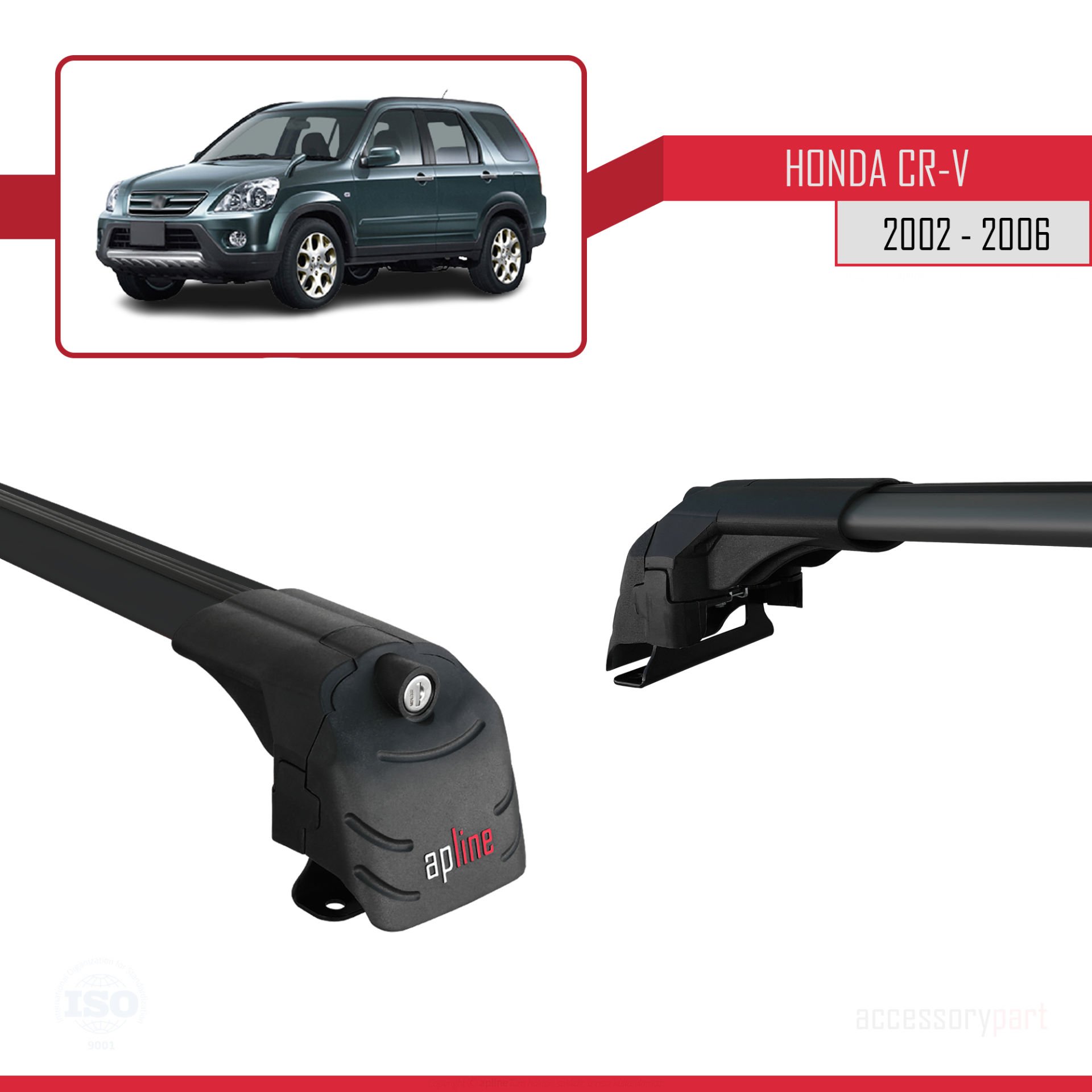Honda CR-V 2002-2006 Arası ile uyumlu ACE-2 Ara Atkı Tavan Barı SİYAH