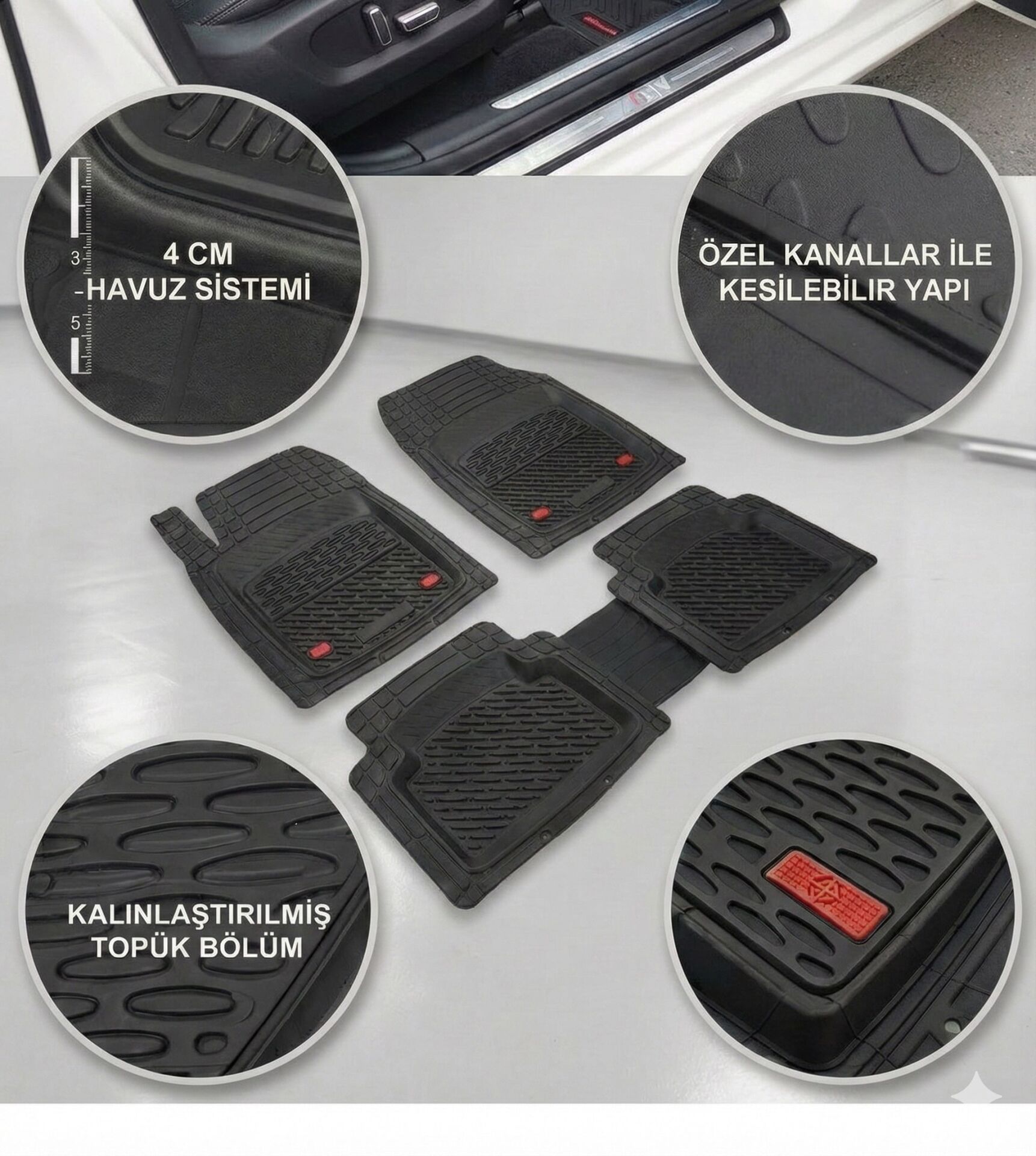 Safir Toyota Uyumlu Comfort Havuzlu Universal Paspas Krom Siyah Parça