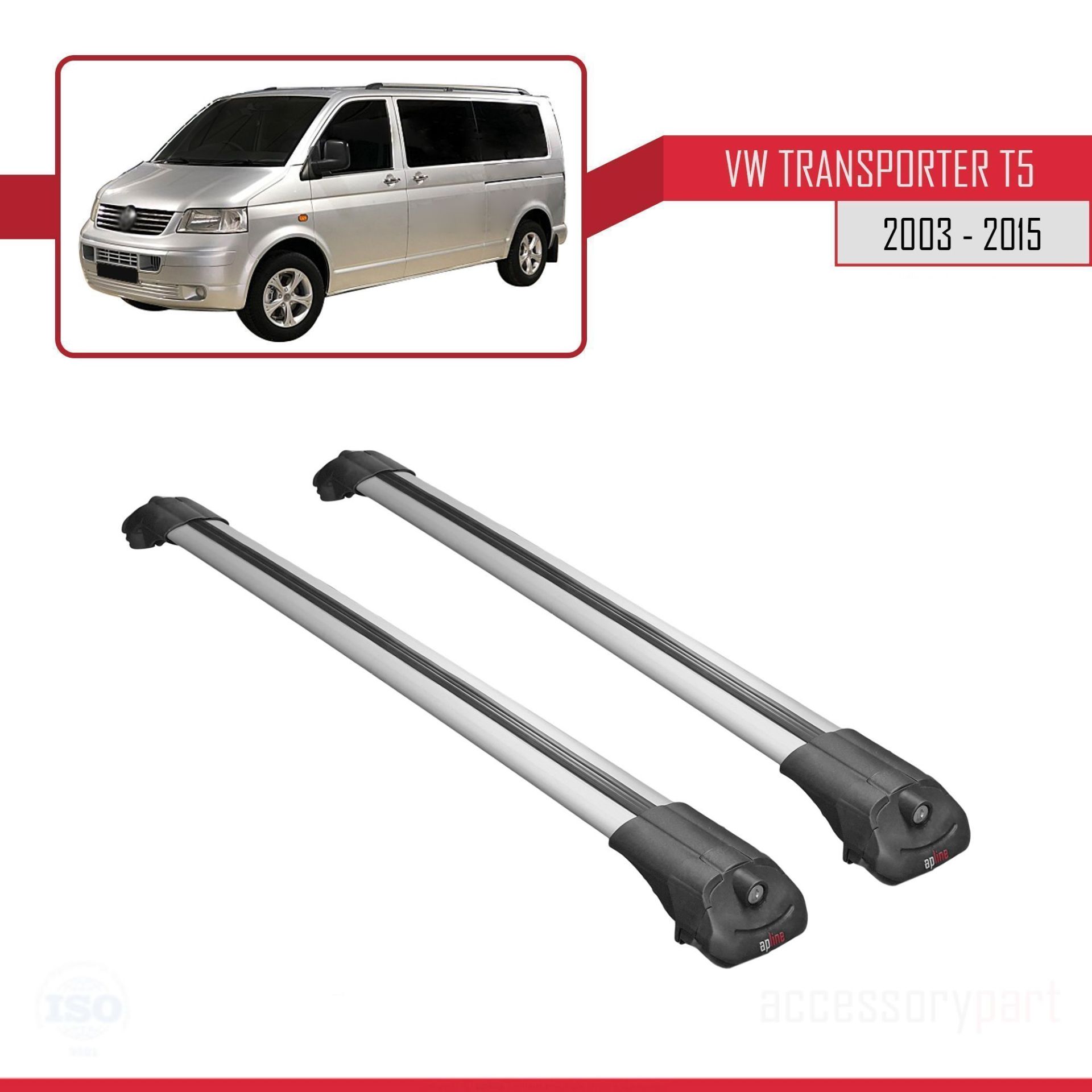 Volkswagen (T5) 2003-2015 Arası ile uyumlu ACE-1 Ara Atkı Tavan Barı GRİ