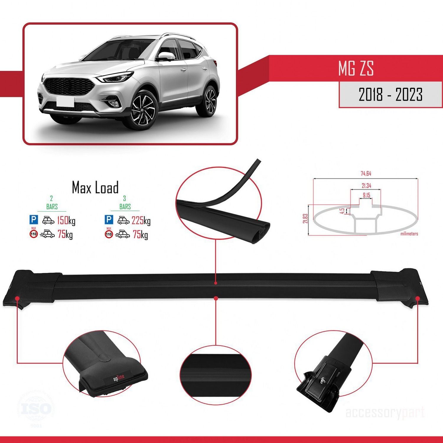 Mazda Tribute 2000-2007 Arası ile Uyumlu FLY Model Ara Atkı Tavan Barı SİYAH