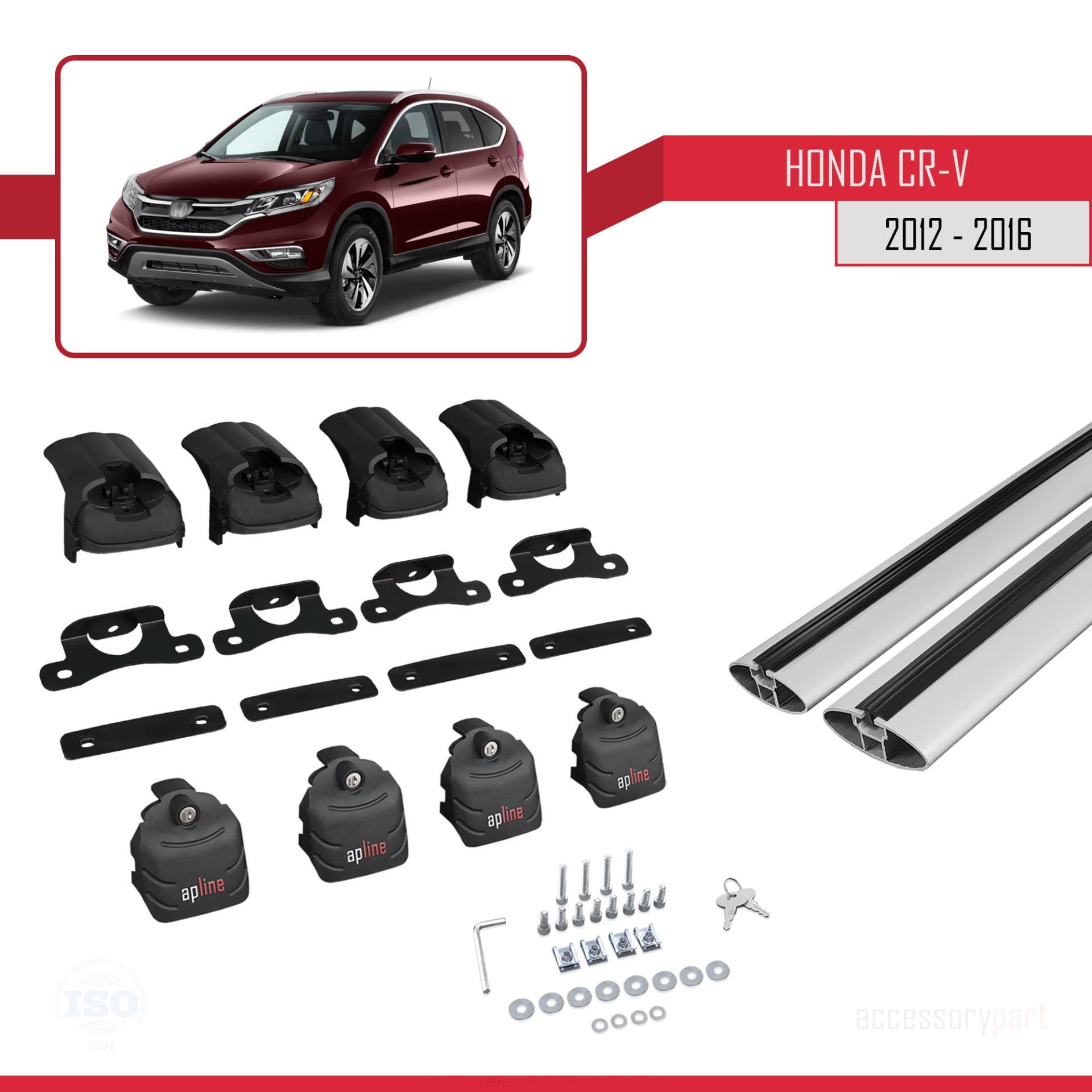 Honda CR-V 2012-2016 Arası ile uyumlu ACE-2 Ara Atkı Tavan Barı GRİ
