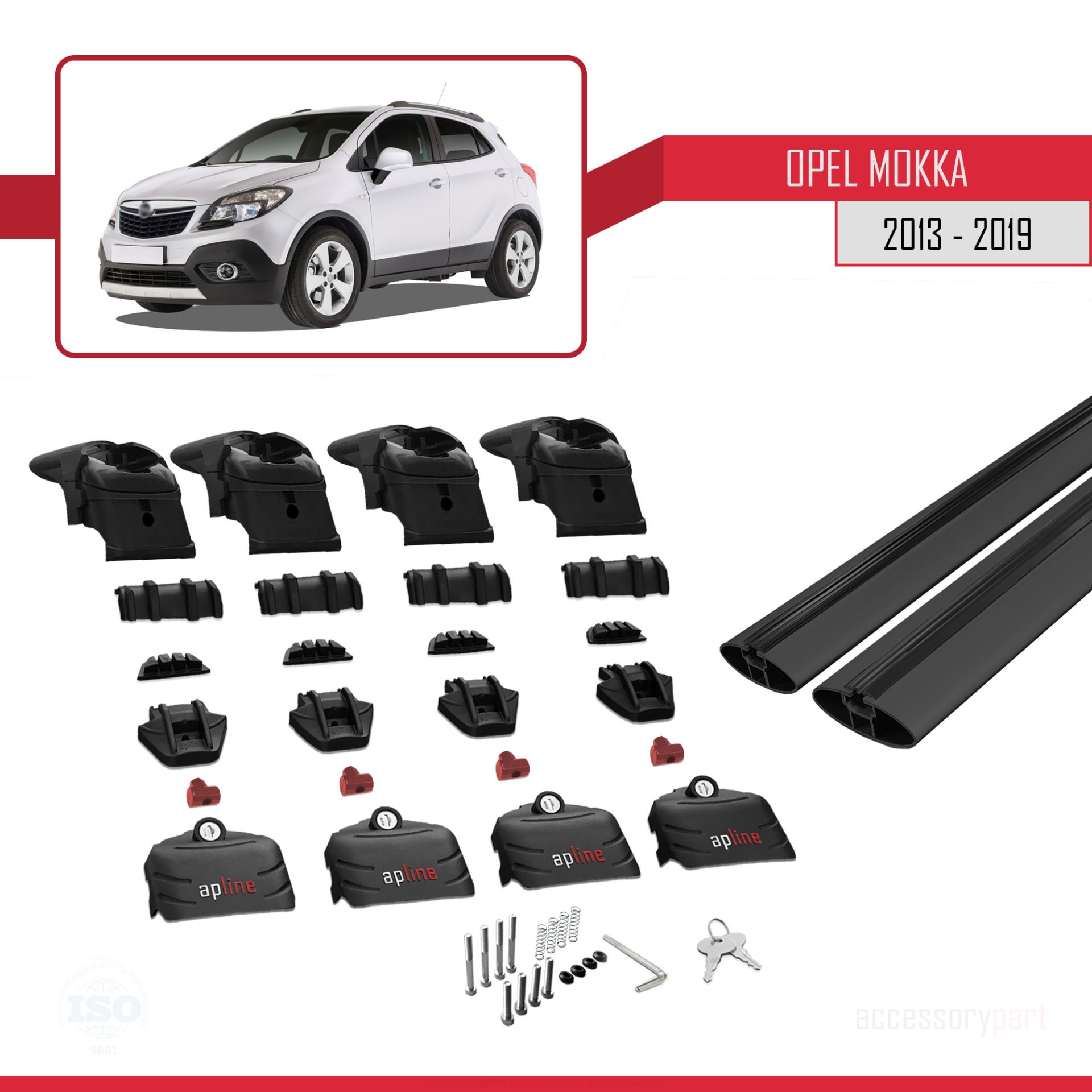 Opel - Vauxhall Mokka 2013-2019 Arası ile uyumlu ACE-2 Ara Atkı Tavan Barı SİYAH