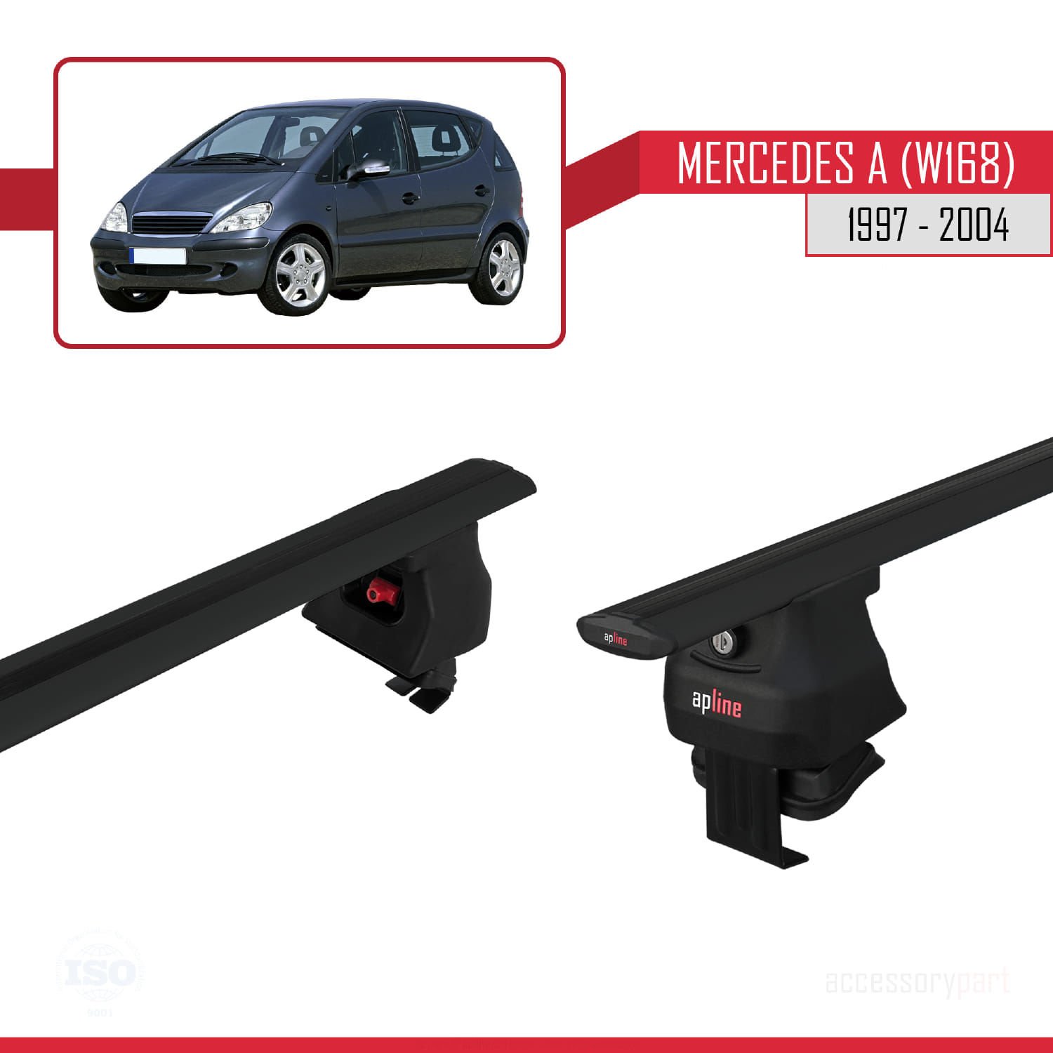 Mercedes A (W168) 1997-2004 Arası ile uyumlu ACE-4 Ara Atkı Tavan Barı SİYAH