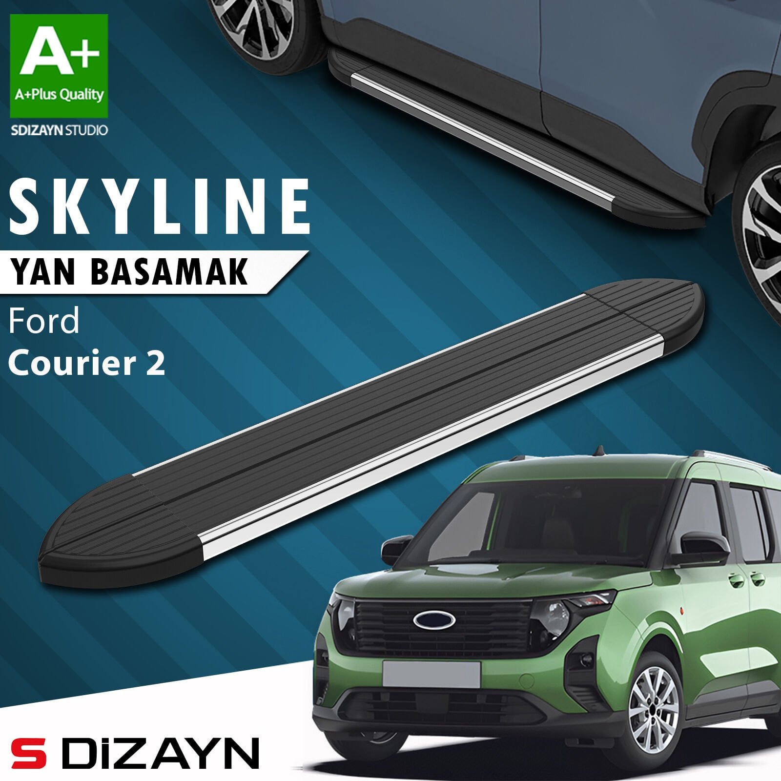 S-Dizayn Ford Courier 2 Skyline Krom Yan Basamak 183 Cm 2023 Üzeri A+ Kalite