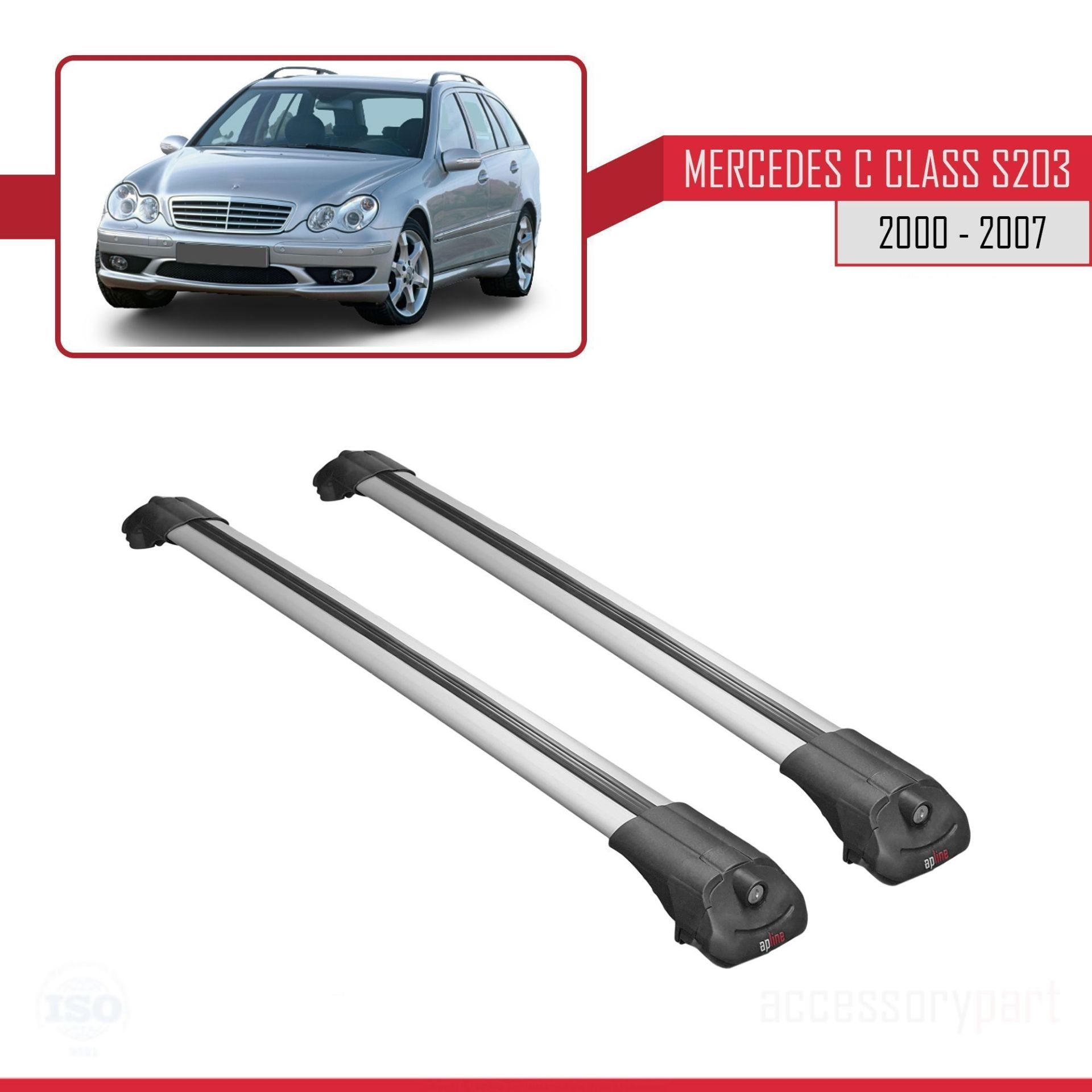 Mercedes C Class (S203) 2000-2007 Arası ile uyumlu ACE-1 Ara Atkı Tavan Barı GRİ