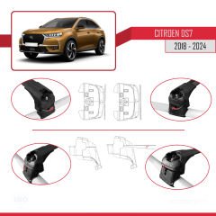 Citroen DS7 CROSSBACK 2018 ve Sonrası ile uyumlu ACE-2 Ara Atkı Tavan Barı SİYAH