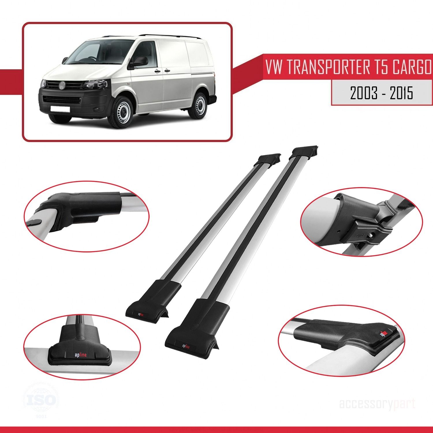 Volkswagen (T5) 2003-2015 Arası ile uyumlu FLY Model Ara Atkı Tavan Barı GRİ