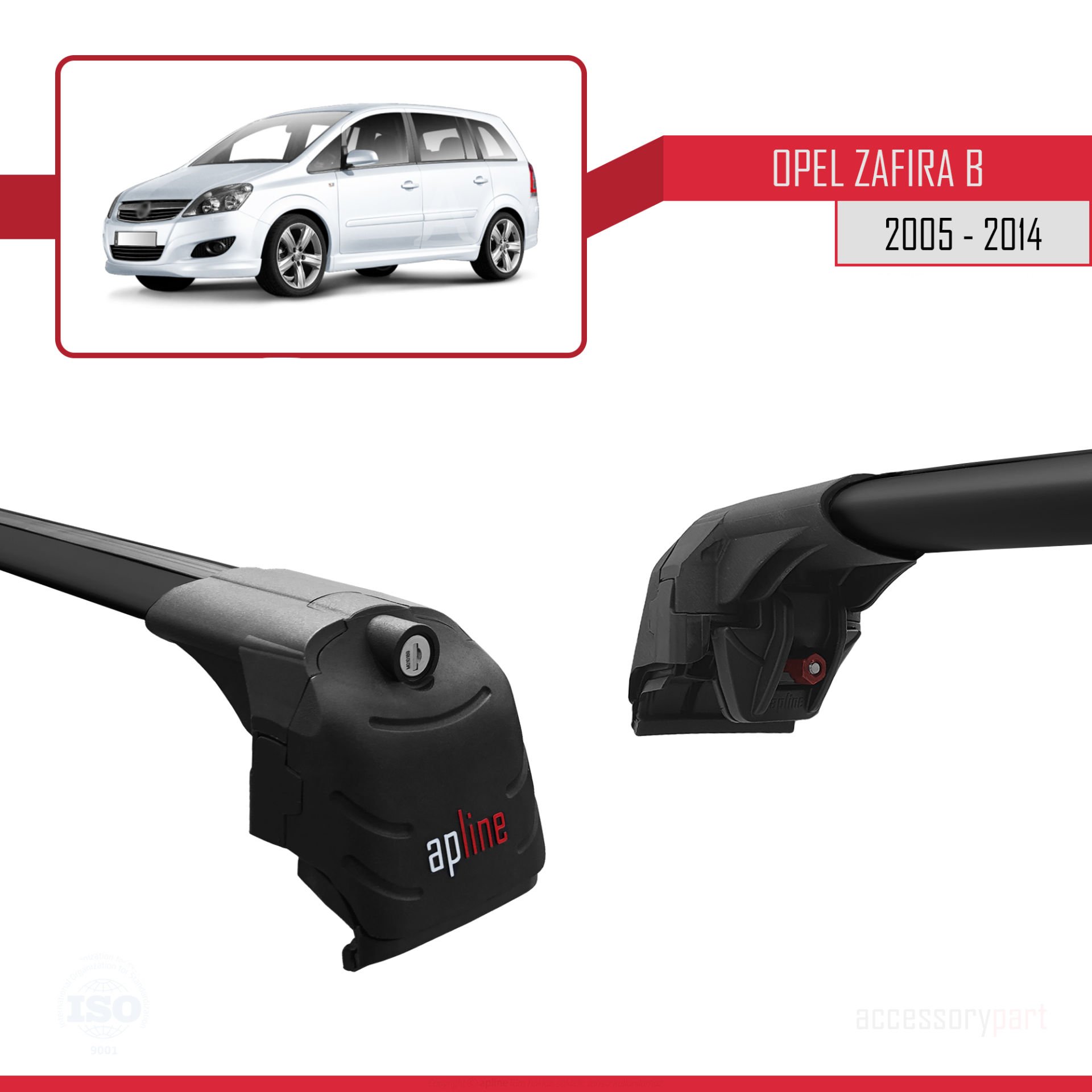 Opel - Vauxhall Zafira B 2005-2014 Arası ile uyumlu ACE-2 Ara Atkı Tavan Barı SİYAH