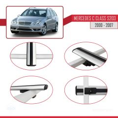 Mercedes C Class (S203) 2000-2007 Arası ile uyumlu Basic Model Ara Atkı Tavan Barı GRİ 3 ADET