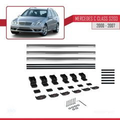 Mercedes C Class (S203) 2000-2007 Arası ile uyumlu Basic Model Ara Atkı Tavan Barı GRİ 3 ADET
