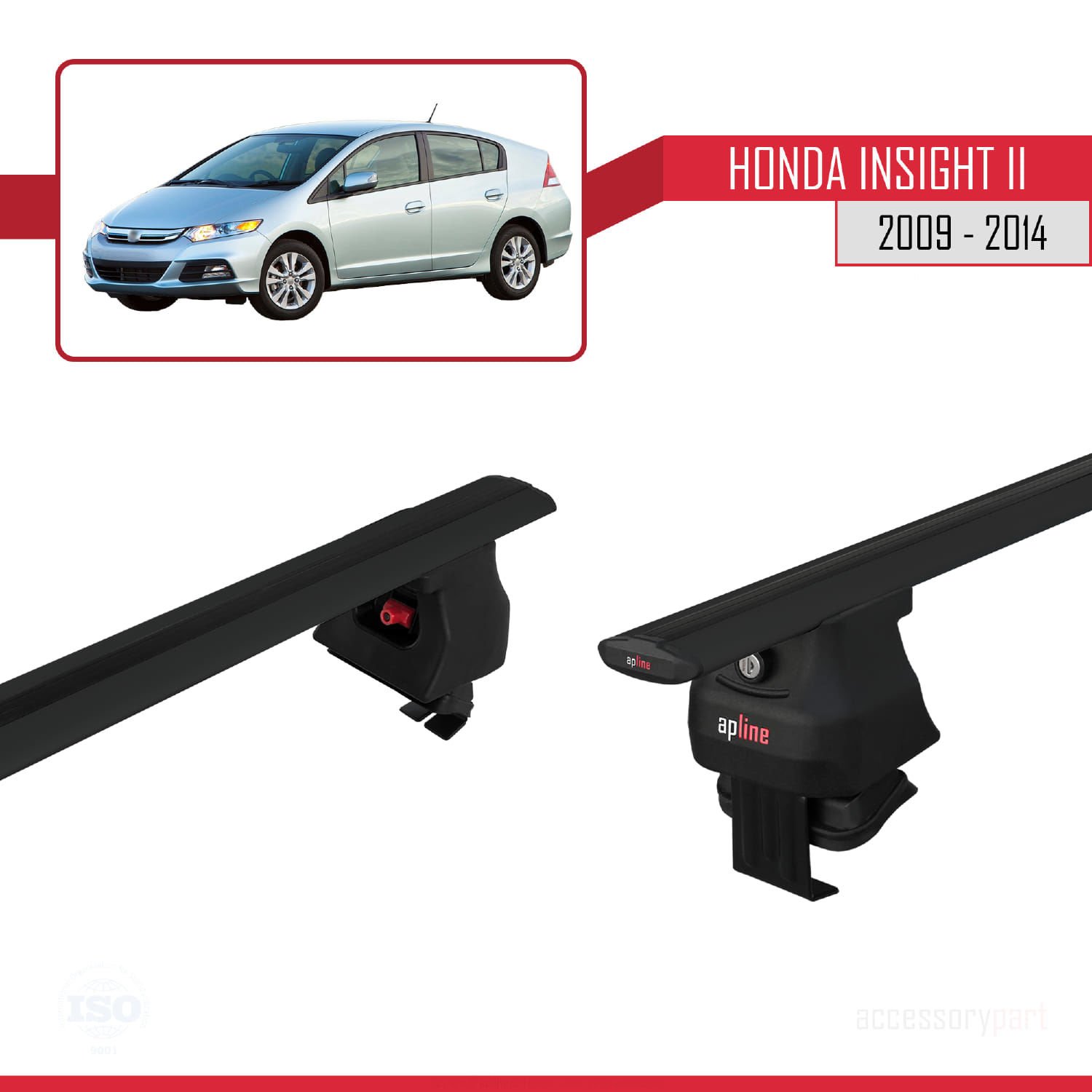 Honda Insight II 2009-2014 Arası ile uyumlu ACE-4 Ara Atkı Tavan Barı SİYAH