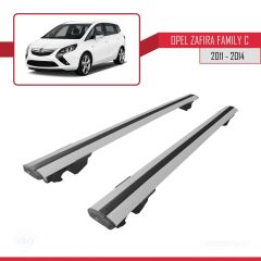 Opel - Vauxhall Zafira Family C 2011-2014 Arası ile uyumlu HOOK Model Anahtar Kilitli Ara Atkı Tavan Barı GRİ