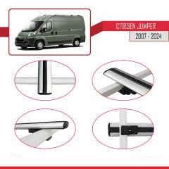 Citroen Jumper 2007 ve Sonrası ile uyumlu Basic Model Ara Atkı Tavan Barı GRİ 3 ADET