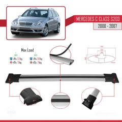 Mercedes C Class (S203) 2000-2007 Arası ile Uyumlu FLY Model Ara Atkı Tavan Barı GRİ 3 ADET BAR