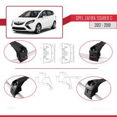 Opel - Vauxhall Zafira Tourer C 2012-2019 Arası ile uyumlu ACE-2 Ara Atkı Tavan Barı SİYAH
