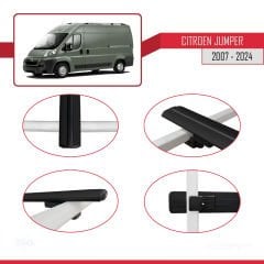 Citroen Jumper 2007 ve Sonrası ile uyumlu Basic Model Ara Atkı Tavan Barı SİYAH 3 ADET