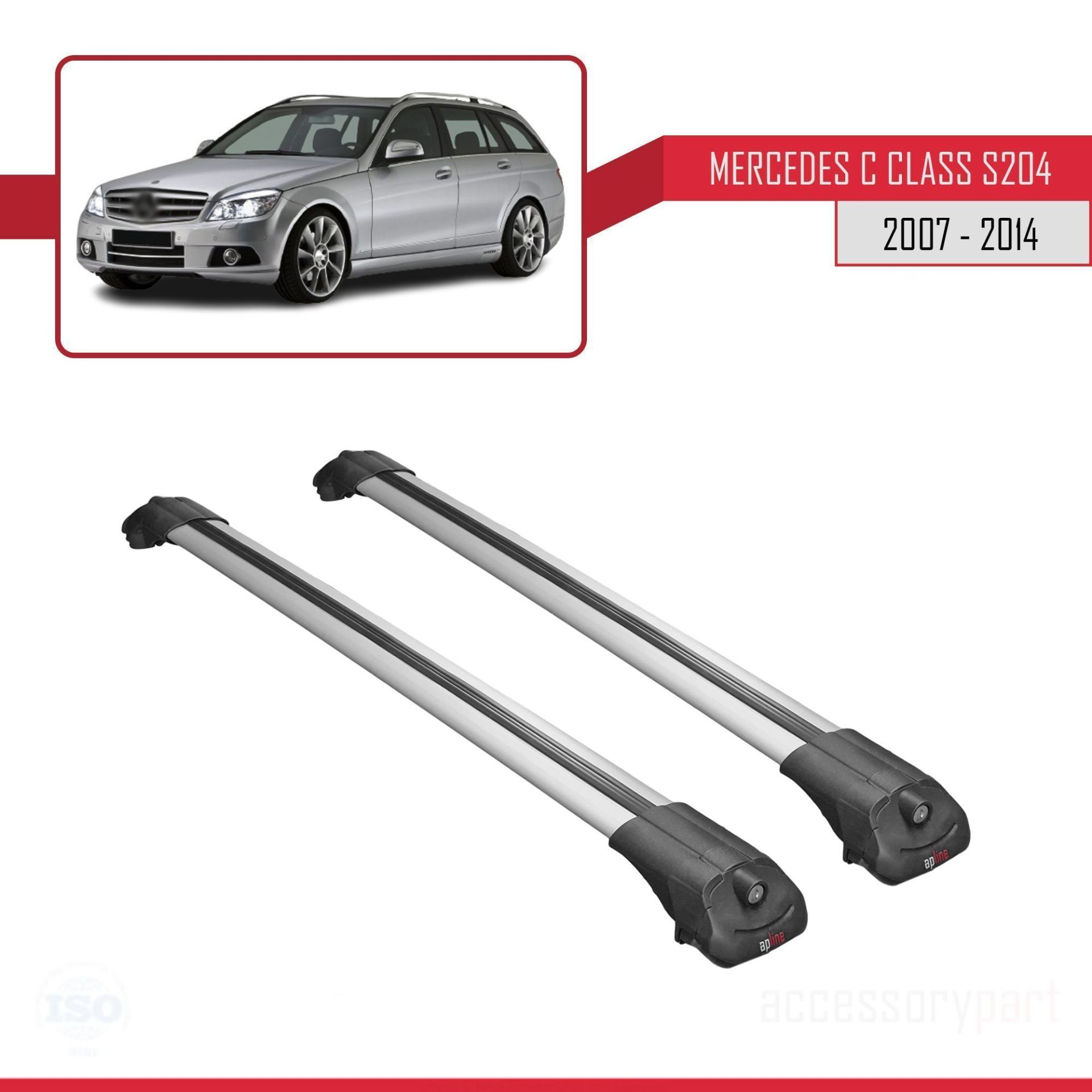 Mercedes C Class (S204) 2007-2014 Arası ile uyumlu ACE-1 Ara Atkı Tavan Barı GRİ