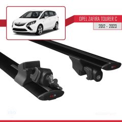 Opel - Vauxhall Zafira Tourer C 2012-2019 Arası ile Uyumlu HOOK Model Anahtar Kilitli Ara Atkı Tavan Barı SİYAH