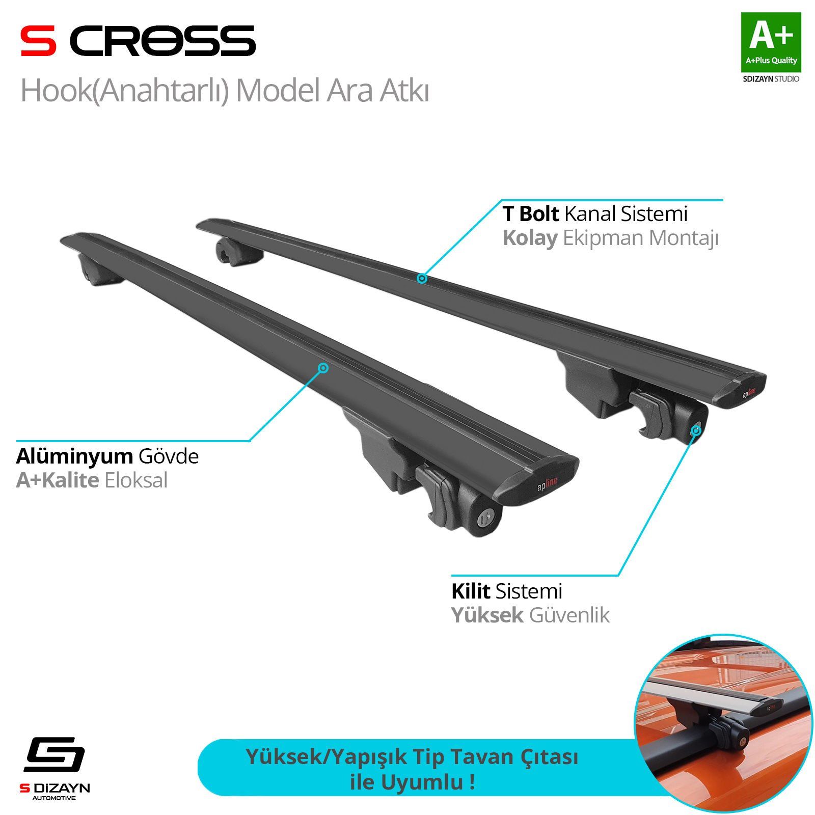 Mazda CX-5 Uyumlu 2012-2017 Hook Anahtarlı Model Siyah Ara Atkı A+ Kalite Parça