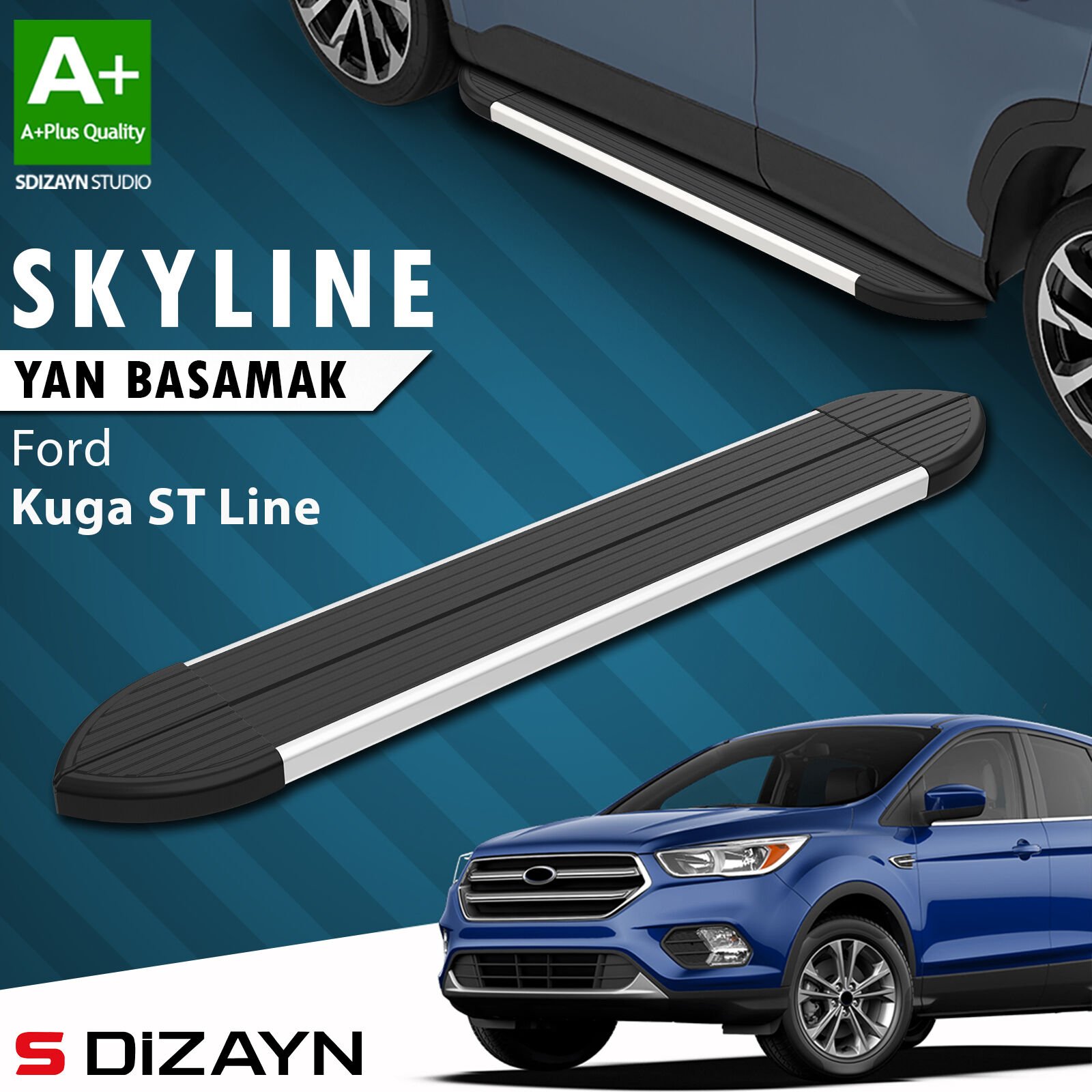 S-Dizayn Ford Kuga 2 ST-Line Skyline Aluminyum Yan Basamak 183 Cm 2017-2019 A+ Kalite