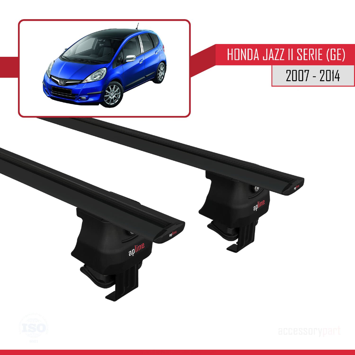 Honda Jazz II serie / Fit (GE) 2007-2014 Arası ile uyumlu ACE-4 Ara Atkı Tavan Barı SİYAH