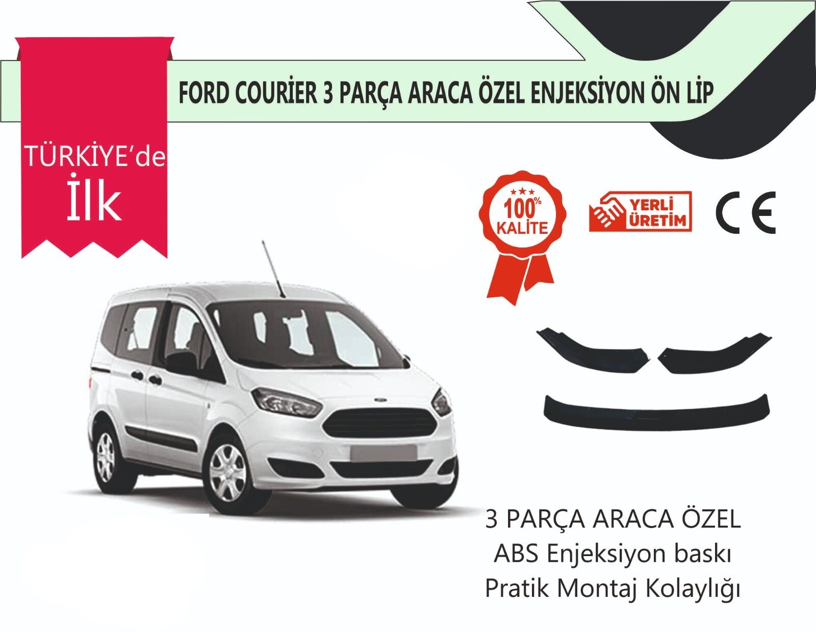 Ford Courier 2018-2023 3 Parça Ön Lip