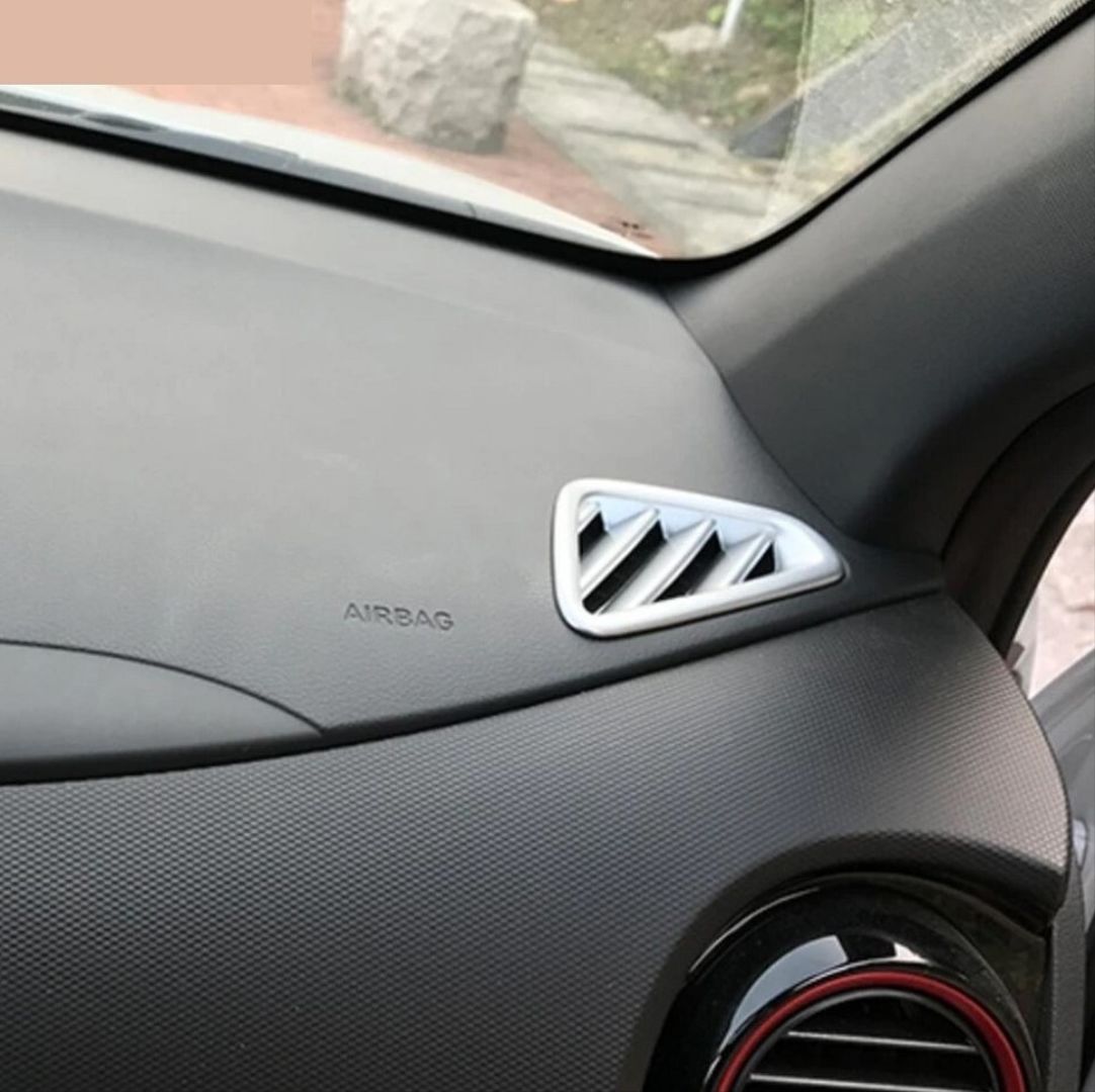 Hyundai Kona Uyumlu Ön Menfez Kaplama 2 Parça - Silver